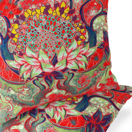 Set of Two Red And Green Sunflower Indoor Outdoor Throw Pillow HomeRoots