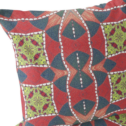 Set of Two Red Yellow And Gray Abstract Indoor Outdoor Throw Pillow HomeRoots