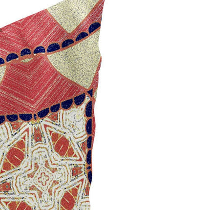 Set of Two Red Yellow And White Abstract Indoor Outdoor Throw Pillow HomeRoots