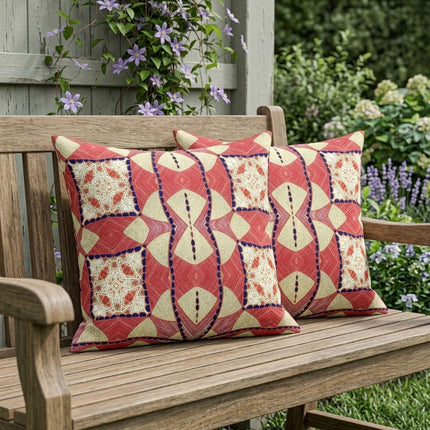 Set of Two Red Yellow And White Abstract Indoor Outdoor Throw Pillow HomeRoots