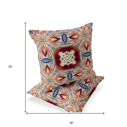 Set of Two Gray Green Magenta And Red Floral Indoor Outdoor Throw Pillow HomeRoots