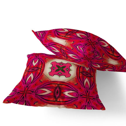 Set of Two Pink And Plum Floral Indoor Outdoor Throw Pillow