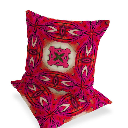 Set of Two Pink And Plum Floral Indoor Outdoor Throw Pillow HomeRoots