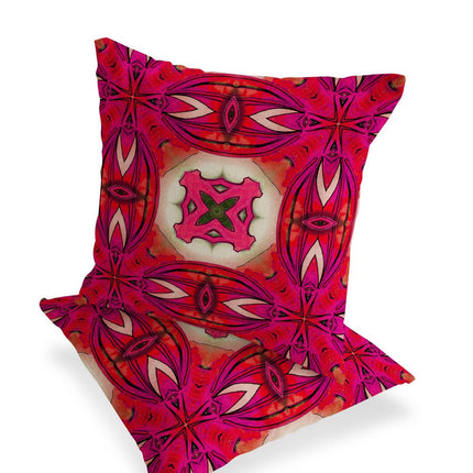 Set of Two Pink And Plum Floral Indoor Outdoor Throw Pillow