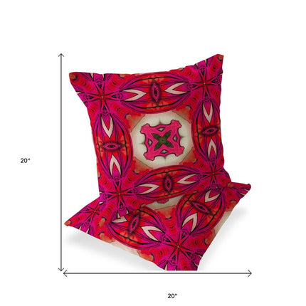 Set of Two Pink And Plum Floral Indoor Outdoor Throw Pillow