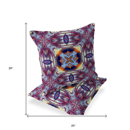 Set of Two Purple Peach Indigo And Yellow Floral Indoor Outdoor Throw Pillow HomeRoots