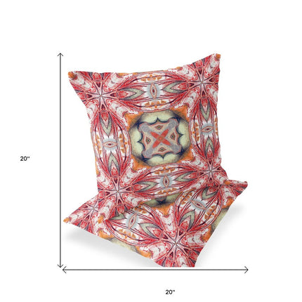 Set of Two Rust Red And Orange Floral Indoor Outdoor Throw Pillow HomeRoots