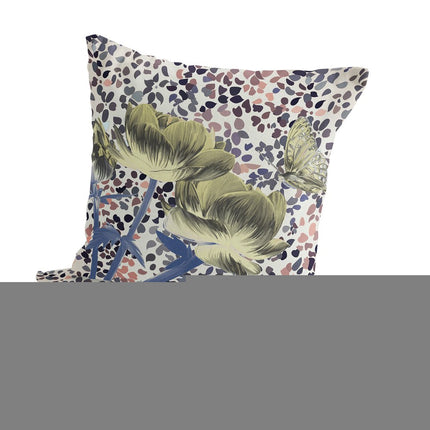 Set of Two Yellow Blue And Peach Floral Indoor Outdoor Throw Pillow HomeRoots