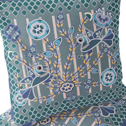 Set of Two Gray Blue And Light Blue Peacock Indoor Outdoor Throw Pillow HomeRoots