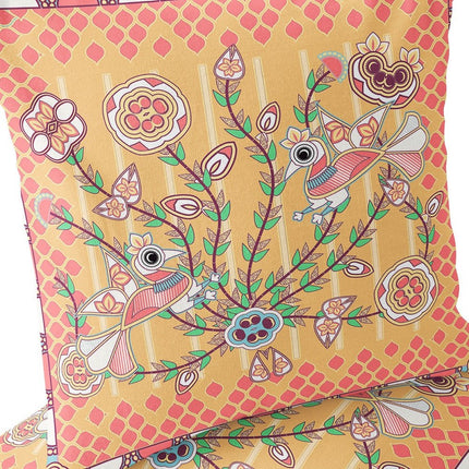 Set of Two Yellow Peach And White Peacock Indoor Outdoor Throw Pillow HomeRoots