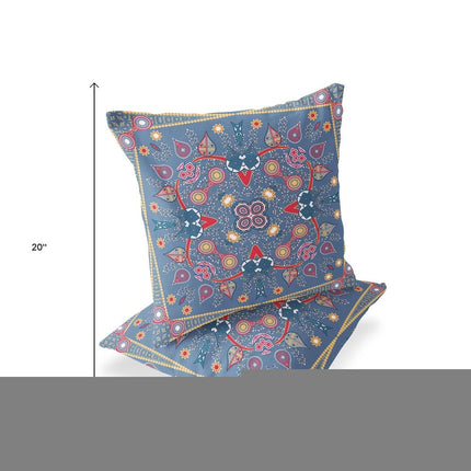 Set of Two Purple Blue Red And Gold Botanical Indoor Outdoor Throw Pillow HomeRoots