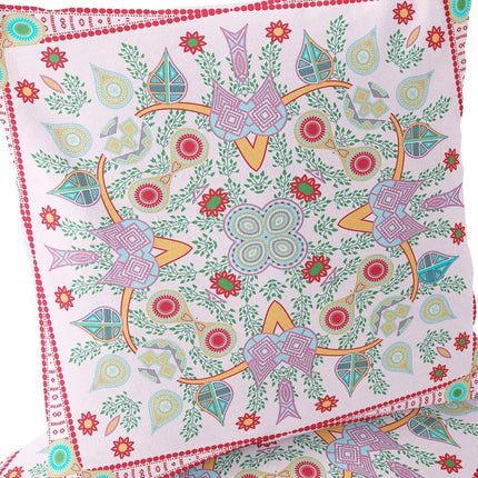 Set of Two White Pink And Red Botanical Indoor Outdoor Throw Pillow HomeRoots