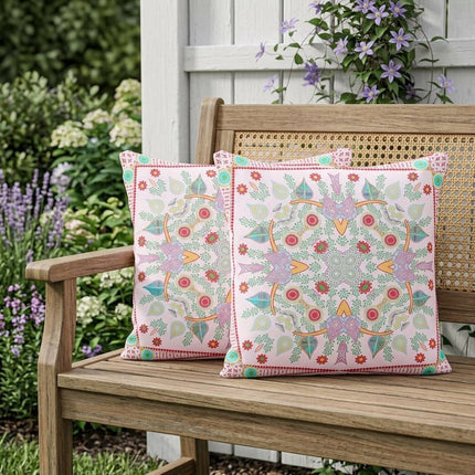 Set of Two White Pink And Red Botanical Indoor Outdoor Throw Pillow HomeRoots