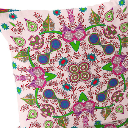 Set of Two Light Pink Purple And Green Paisley Indoor Outdoor Throw Pillow HomeRoots