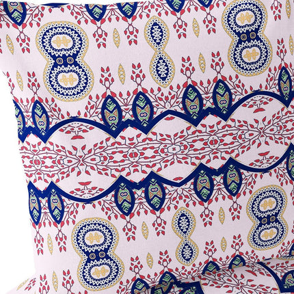 Set of Two White Red And Blue Botanical Indoor Outdoor Throw Pillow