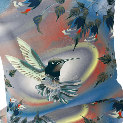Set of Two Gray Orange And Blue Bird Indoor Outdoor Throw Pillow HomeRoots