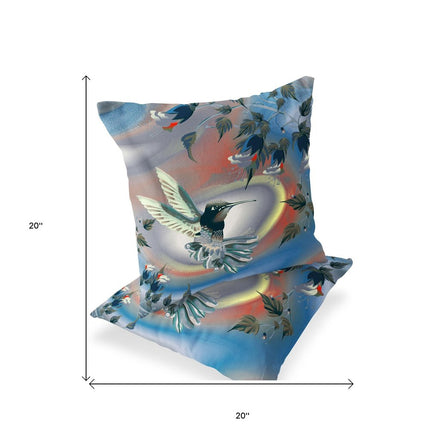 Set of Two Gray Orange And Blue Bird Indoor Outdoor Throw Pillow HomeRoots