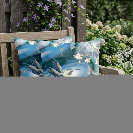 Set of Two White And Blue Bird Indoor Outdoor Throw Pillow HomeRoots
