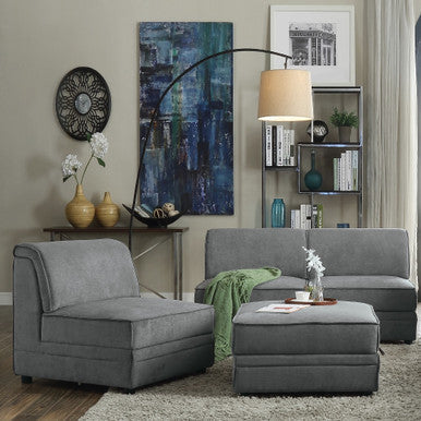 ACME 53780 Bois Modular - Armless Chair, Gray Velvet ACME Furniture