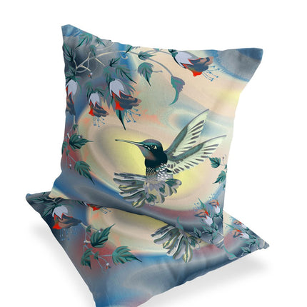 Set of Two Yellow Green And Blue Bird Indoor Outdoor Throw Pillow HomeRoots