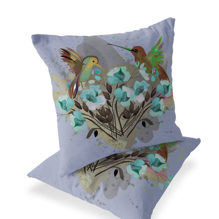 Set of Two Green Brown And Gray Bird Indoor Outdoor Throw Pillow HomeRoots