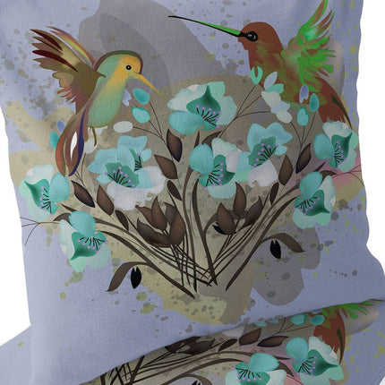 Set of Two Green Brown And Gray Bird Indoor Outdoor Throw Pillow HomeRoots