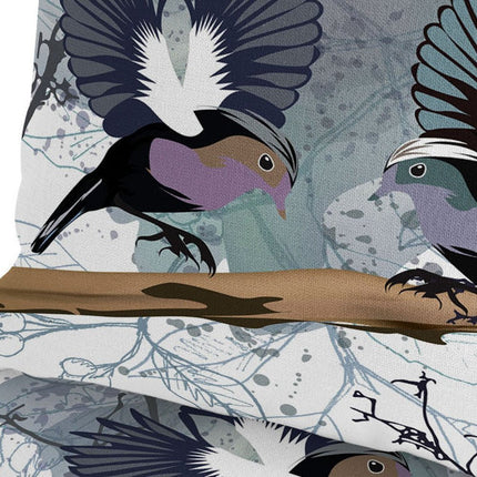 Set of Two White Gray And Black Bird Indoor Outdoor Throw Pillow HomeRoots