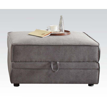 ACME 53782 Bois Ottoman with Storage, Gray Velvet