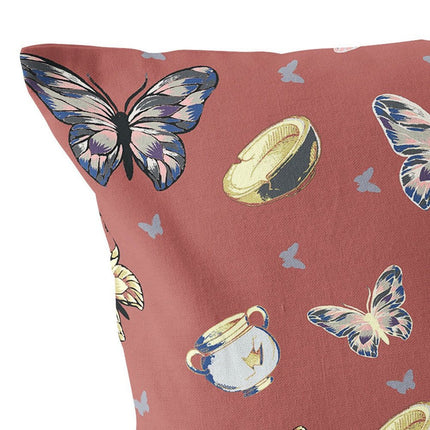 Set of Two Orange Blue Lavender And Cream Butterfly Indoor Outdoor Throw Pillow HomeRoots
