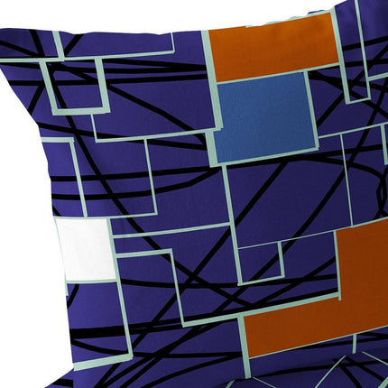 Set of Two Navy Blue Red Blue And White Geometric Indoor Outdoor Throw Pillow