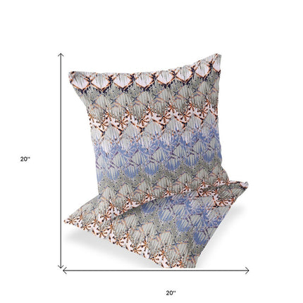 Set of Two Purple Gray Blue And Orange Ikat Indoor Outdoor Throw Pillow HomeRoots