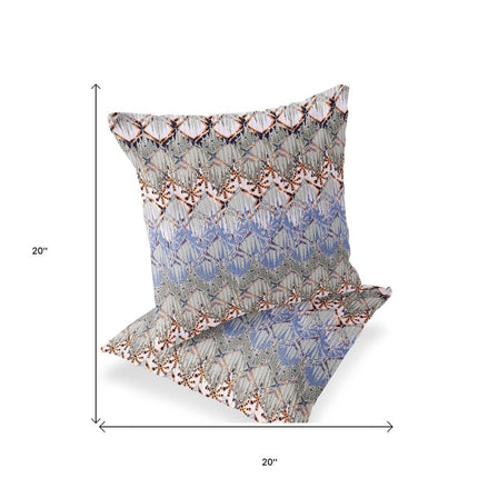 Set of Two Purple Gray Blue And Orange Ikat Indoor Outdoor Throw Pillow HomeRoots