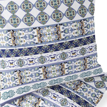 Set of Two Navy Blue Teal Blue And White Floral Indoor Outdoor Throw Pillow HomeRoots