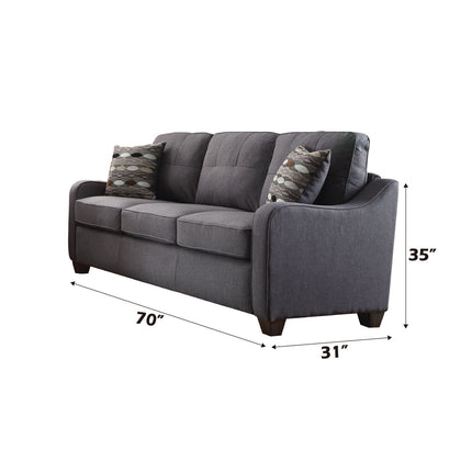 ACME 53790 Cleavon II Sofa with 2 Pillows, Gray Linen