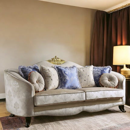 ACME 53945 Sheridan Sofa with 7 Pillows, Cream Fabric