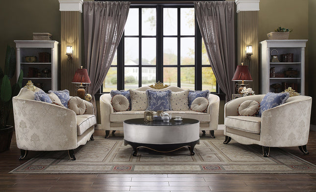 ACME 53945 Sheridan Sofa with 7 Pillows, Cream Fabric