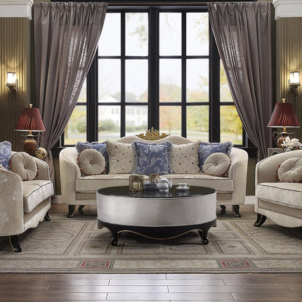 ACME 53946 Sheridan Loveseat with 5 Pillows, Cream Fabric