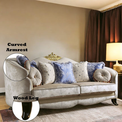 ACME 53945 Sheridan Sofa with 7 Pillows, Cream Fabric