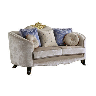 ACME 53946 Sheridan Loveseat with 5 Pillows, Cream Fabric ACME Furniture