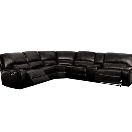 ACME 54150 Saul Sectional Sofa (Power Motion/USB Dock), Black Leather-Aire (1Set/6Ctn)