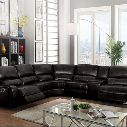 ACME 54150 Saul Sectional Sofa (Power Motion/USB Dock), Black Leather-Aire (1Set/6Ctn)