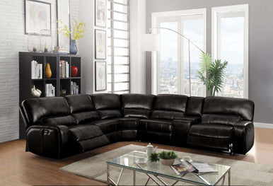 ACME 54150 Saul Sectional Sofa (Power Motion/USB Dock), Black Leather-Aire (1Set/6Ctn) ACME Furniture