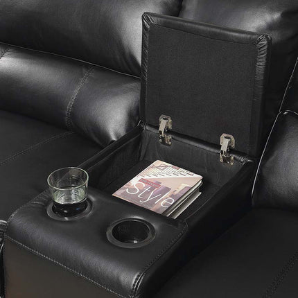 ACME 54150 Saul Sectional Sofa (Power Motion/USB Dock), Black Leather-Aire (1Set/6Ctn)