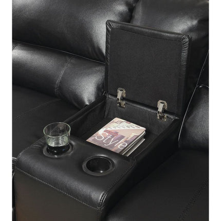 ACME 54150 Saul Sectional Sofa (Power Motion/USB Dock), Black Leather-Aire (1Set/6Ctn)