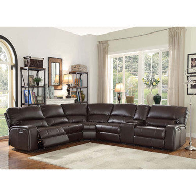 ACME 54155 Saul Sectional Sofa (Power Motion/USB Dock), Espresso Leather-Aire (1Set/6Ctn) ACME Furniture