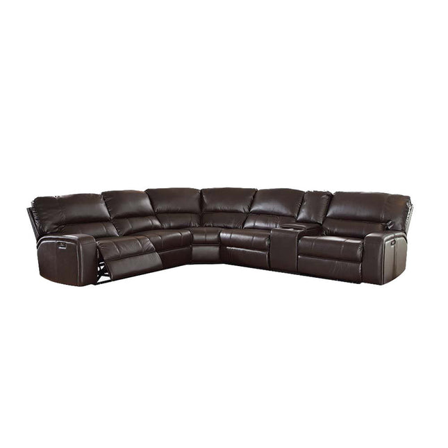 ACME 54155 Saul Sectional Sofa (Power Motion/USB Dock), Espresso Leather-Aire (1Set/6Ctn)