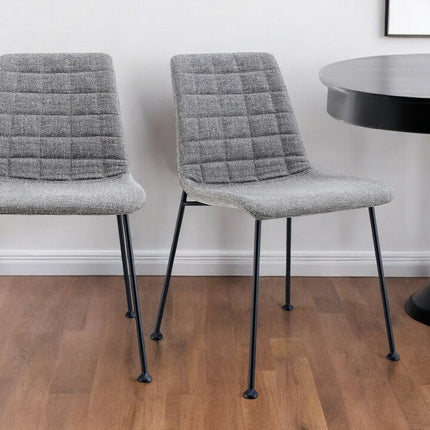 Set of Two Gray And Black Upholstered Fabric Dining Side Chairs HomeRoots
