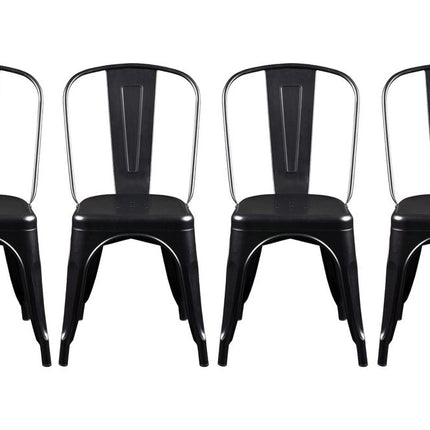 Set of Four Black Steel Dining Side Chairs HomeRoots