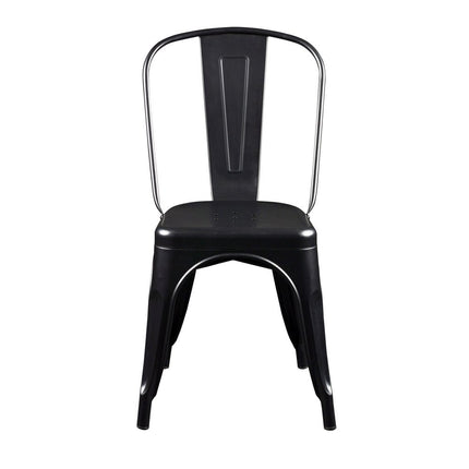 Set of Four Black Steel Dining Side Chairs HomeRoots