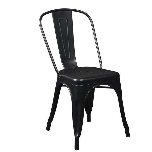 Set of Four Black Steel Dining Side Chairs HomeRoots